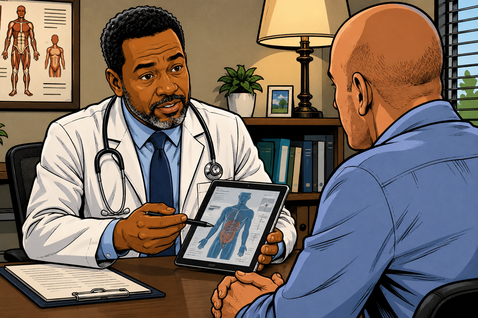 Doctor explaining diagnosis before treatment cost