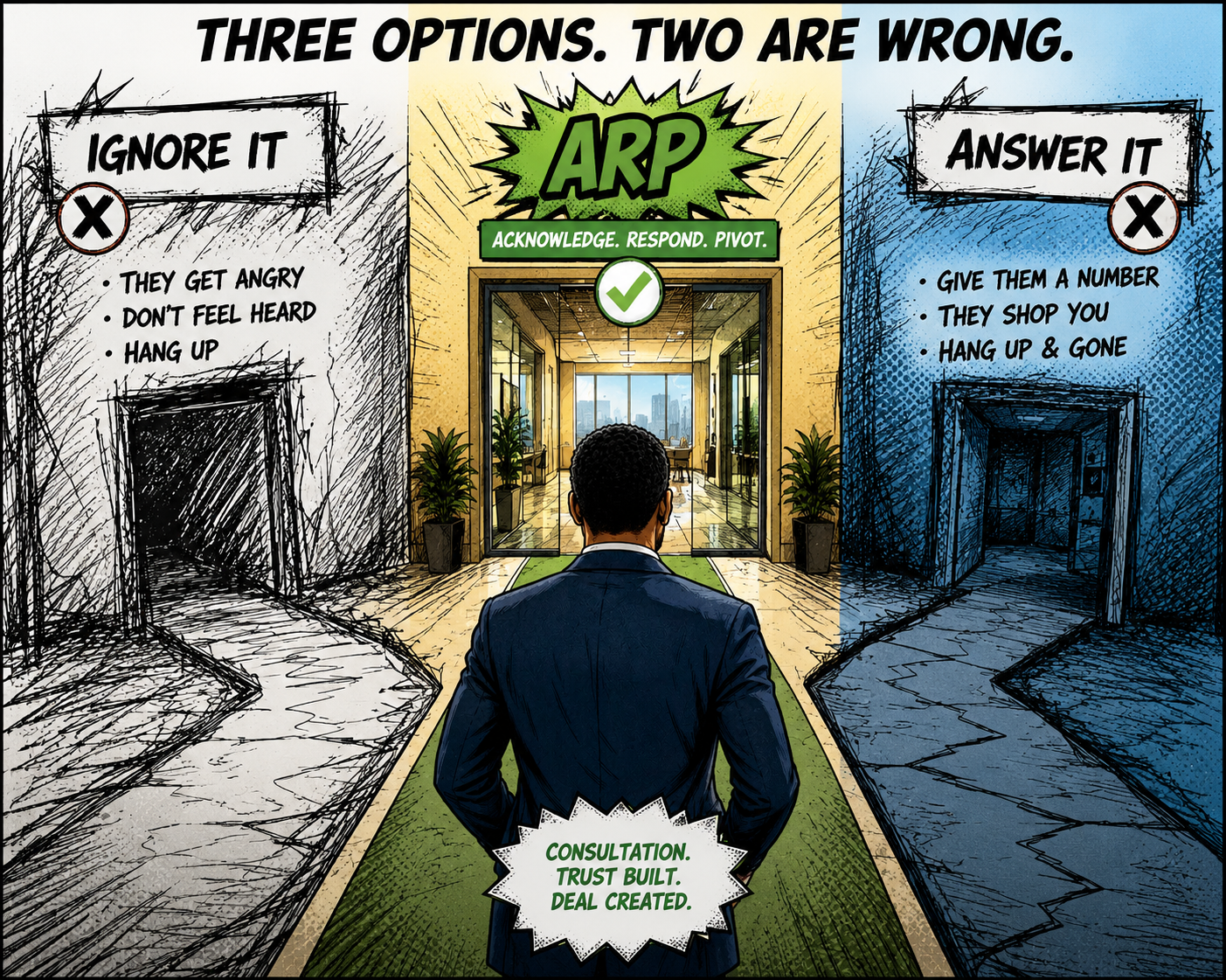 Three sales response paths: ignore, answer, or ARP