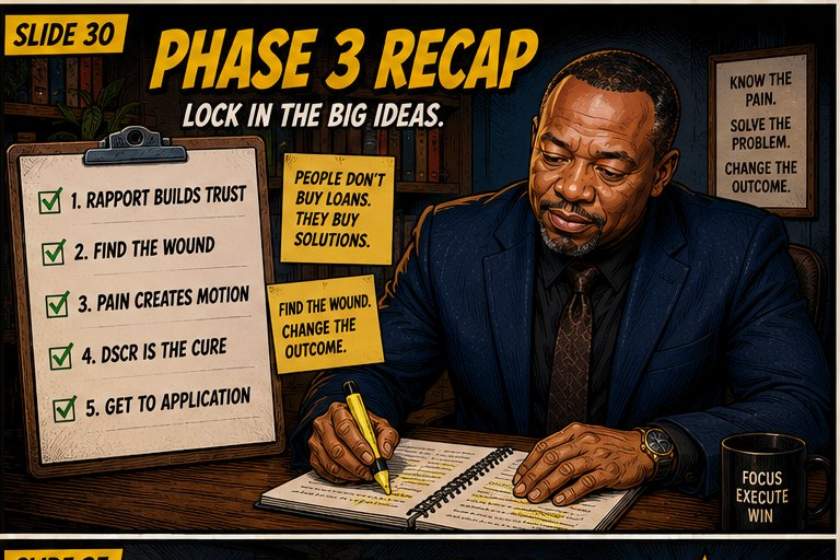 Illustration: Terrance reviewing the Phase 3 recap